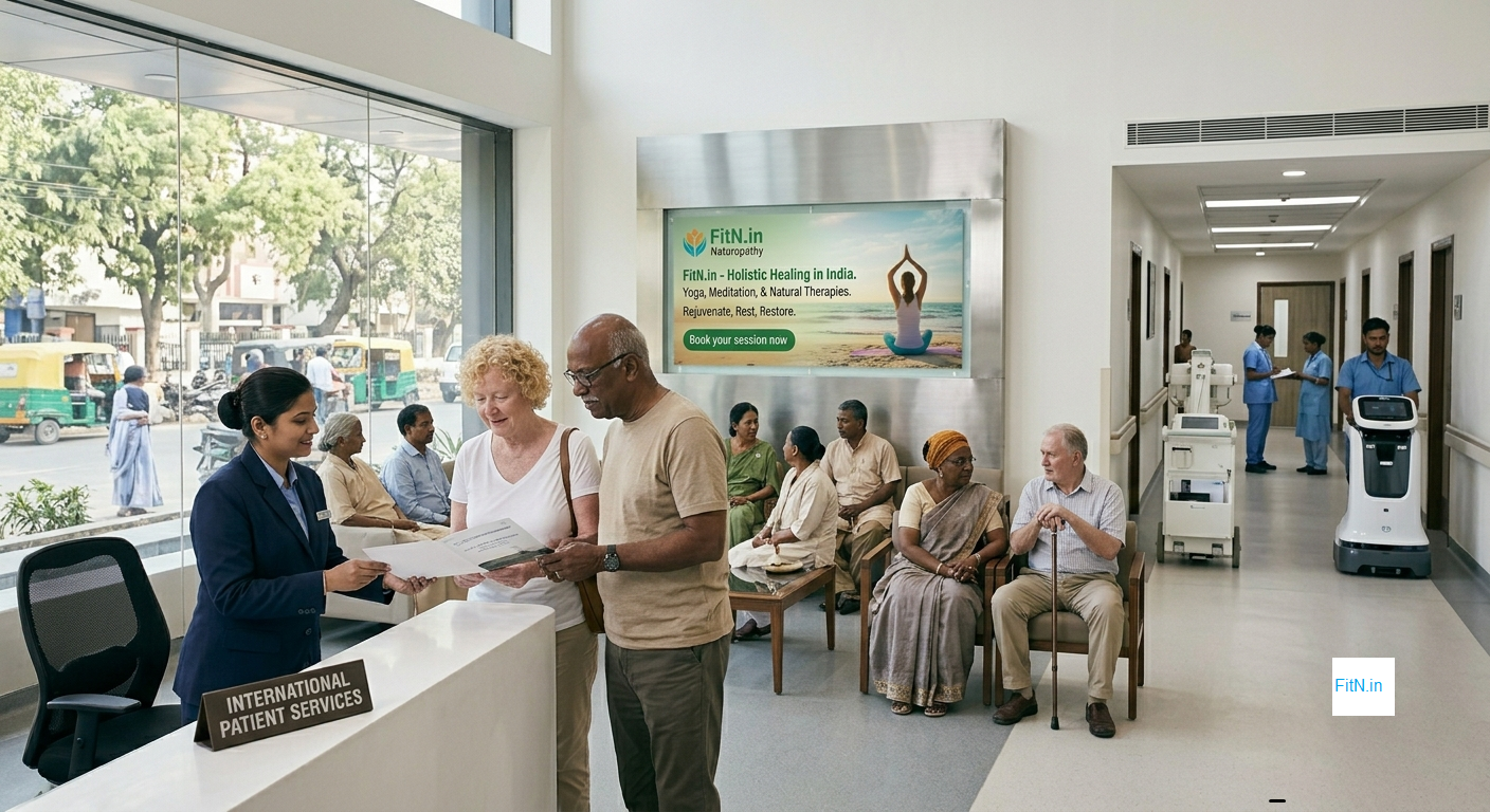 Application for medical visa of India at an application counter