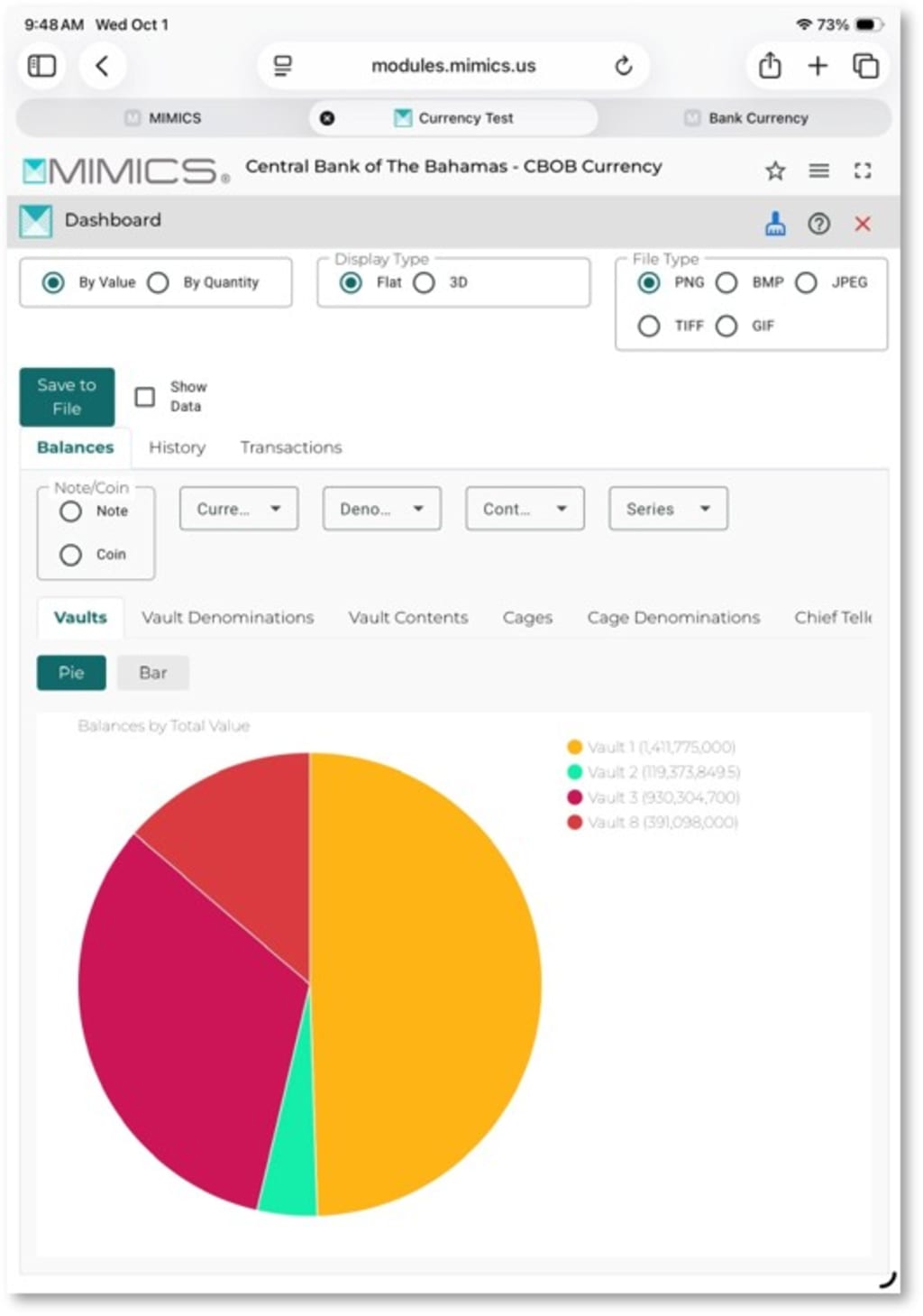 Screenshot of tablet view