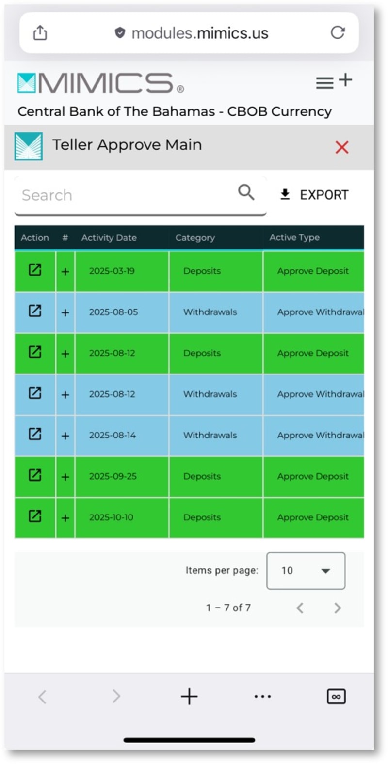 Screenshot of mobile view