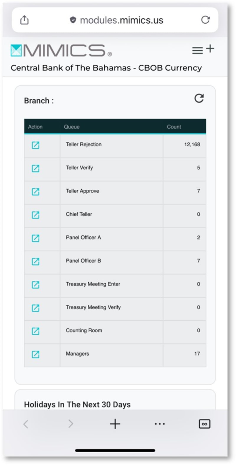 Screenshot of mobile view
