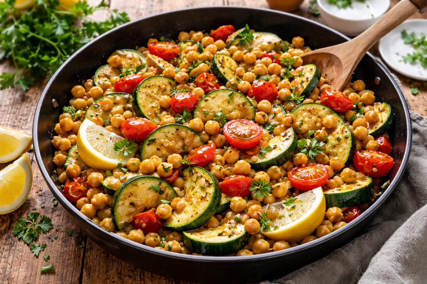 Zucchini-Kichererbsenpfanne