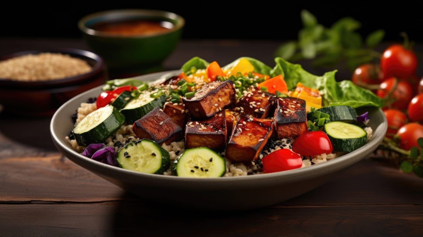 Quinoa-Pfanne mit Zucchini und Tofu