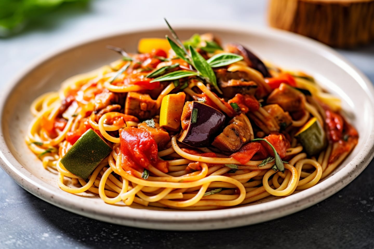 Rezept: Vollkornspaghetti mit Ratatouille | HausMed Rezept: Vollkornspaghetti mit Ratatouille | HausMed