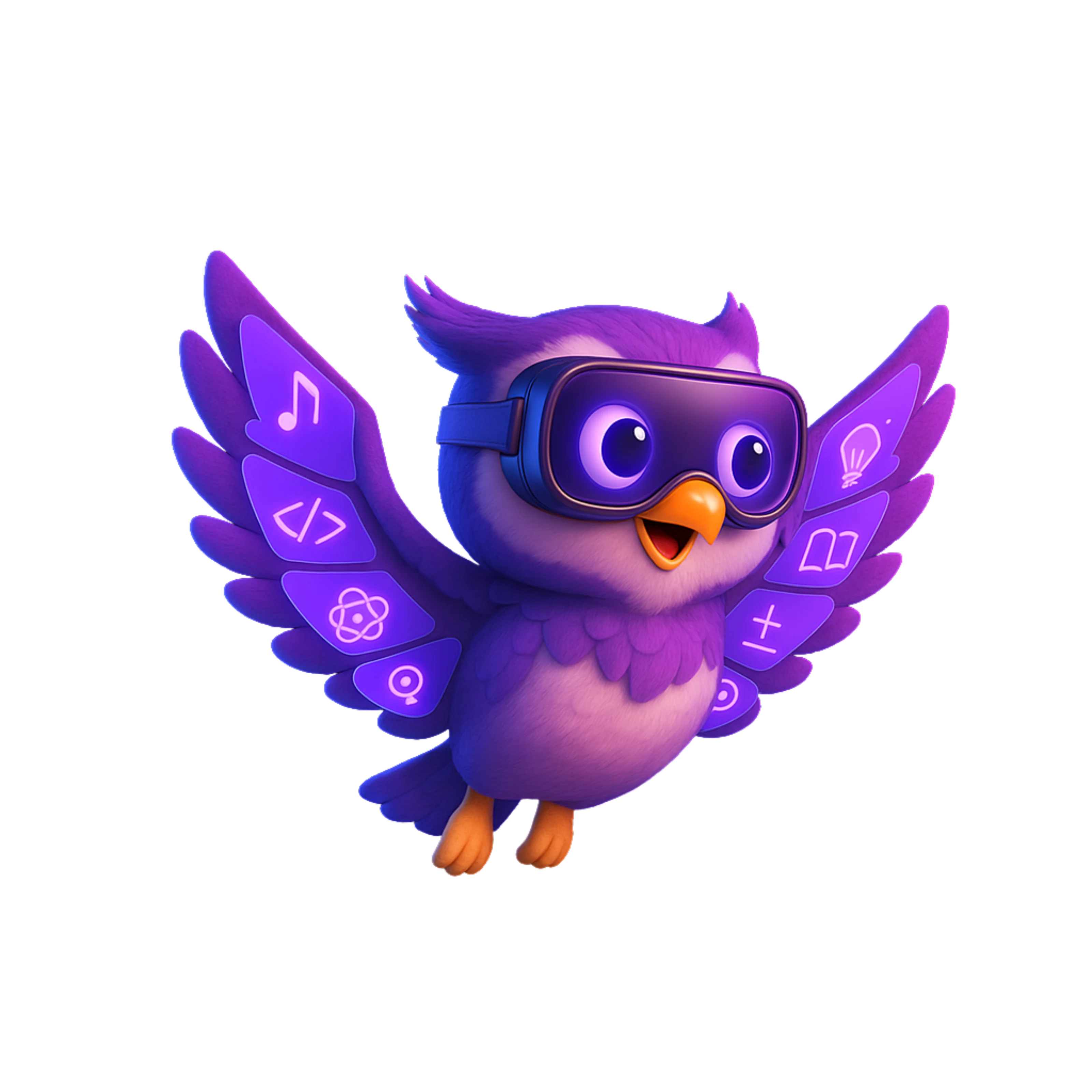 Qatar Education Expo's owl mascot pointing to the benefits.