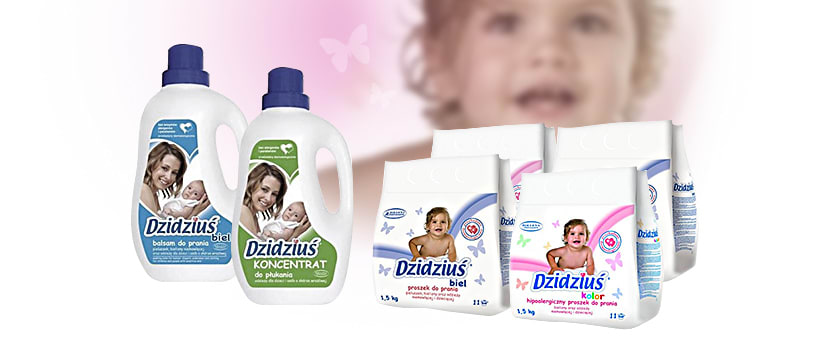 DZIDZIUŚ jest marką produkującą hipoalergiczne środki do prania bielizny oraz ubranek zarówno niemowląt jak i małych dzieci.
