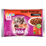 WHISKAS JUNIOR Pokarm dla Kotów - Smaki Tradycyjne w Sosie (4 saszetki) 400 g