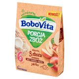 BOBOVITA Porcja Zbóż Kaszka mleczna 3 zboża owsiana jabłko od 6 miesiąca 210 g