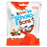 KINDER Schoko-Bons Czekoladki z mlecznej czekolady z nadzieniem mlecznym i orzechami 125 g