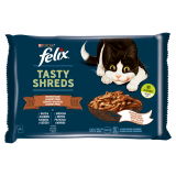 FELIX® Tasty Shreds Karma dla dorosłych kotów wiejskie smaki z kaczką i indykiem w sosie (4 x 80 g) 320 g
