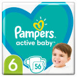 PAMPERS Active Baby Pieluchy Rozmiar 6 Extra Large (15+kg) 56 szt 1 szt