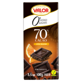 VALOR Czekolada ciemna 70% z pomarańczą bez dodatku cukrów (bezglutenowa) 100 g