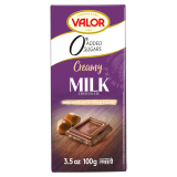 VALOR Czekolada mleczna z kremowym nadzieniem orzechowym bez dodatku cukrów (bezglutenowa) 100 g