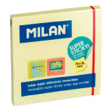 MILAN Karteczki samoprzylepne SUPER STICKY 76x76mm 90 kartek, żółte 1 szt
