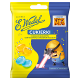 WEDEL Cukierki o smakach bananowym i gumy balonowej z nadzieniem musującym 72 g
