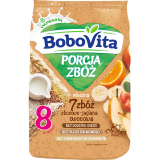 BOBOVITA Porcja Zb�óż Kaszka mleczna 7 zbóż zbożowo-jaglana owocowa od 8 miesiąca 210 g