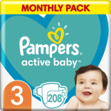 PAMPERS Active Baby Pieluchy Rozmiar 3 Midi (6-10kg) 208 szt. Zapas na miesiąc 1 szt