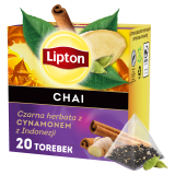 LIPTON Herbata czarna z cynamonem z Indonezji 20 piramidek 34 g