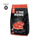 PAN MIĘSKO Suchy pokarm dla dorosłych psów z wołowiną i koziną chrupki o rozmiarze M 9 kg