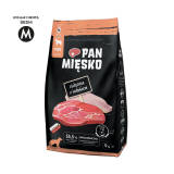 PAN MIĘSKO Suchy pokarm dla dorosłych psów z cielęciną i indykiem chrupki o rozmiarze M 9 kg