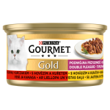 GOURMET Gold Pokarm dla kotów - mix wołowina i kurczak (puszka) 85 g