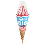 BIG MILK Big Rożek waniliowy z sosem truskawkowym 140 ml