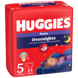 HUGGIES Overnights Pieluchomajtki na noc rozmiar 5 (12-17kg) 24szt. 1 szt