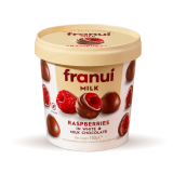 FRANUI Maliny mrożone pokryte białą i mleczną czekoladą 150 g