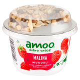 AMOO Vegangurt roślinny produkt fermentowany malina z museli 170 g