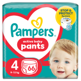 PAMPERS Active Baby Pieluchy Rozmiar 4 (9-15kg) 66 szt. 1 szt
