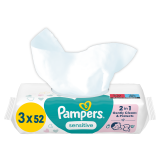 PAMPERS Sensitive Chusteczki nawilżane dla niemowląt 3x52 szt. 1 szt
