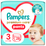 PAMPERS Premium Care Pants Pieluchomajtki Rozmiar 3 (6-11kg) 28 szt. 1 szt