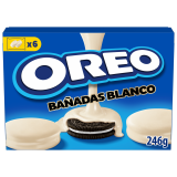 OREO Ciastka kakaowe z nadzieniem waniliowym oblane białą polewą 246 g