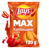 LAY'S MAX Chipsy ziemniaczane karbowane o smaku papryki 120 g