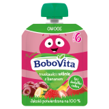 BOBOVITA Mus truskawki i wiśnie z bananem po 6 miesiącu (tubka) 80 g