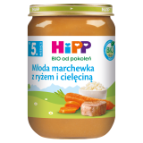 HIPP BIO od pokoleń Młoda marchewka z ryżem i cielęciną, po 5 miesiącu 190 g