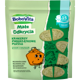 BOBOVITA Krakersy puzzle pszenno-orkiszowe groszek z nutą bazylii po 15 miesiącu 105 g