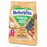 BOBOVITA Porcja Zbóż Kaszka bezmleczna 7 zbóż jagoda-jeżyna jabłko po 8 miesiącu 170 g