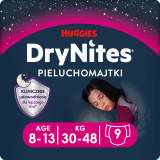 HUGGIES DryNites Jednorazowe majteczki na noc dla dziewczynek 8-13 lat 9 szt. 1 szt