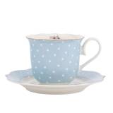 ALTOM DESIGN Filiżanka ze spodkiem Natalie Blue z ozdobnym skrzydłem 250ml 1 szt