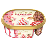 CARTE D'OR Lody waniliowe soft & crunchy z sosem truskawkowym i wafelkami 750 ml