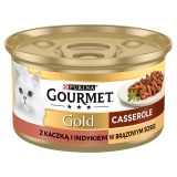 GOURMET Gold Karma dla dorosłych kotów z kaczką i indykiem w brązowym sosie 85 g
