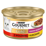 GOURMET Gold Pokarm dla kotów - mix wołowina i kurczak (puszka) 85 g