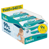 PAMPERS 99% WATER Chusteczki nawilżane dla dzieci 9x60 szt. 1 szt