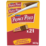 PRINCE POLO Classic Wafelek Classsic z kremem kakaowym oblany czekoladą x21 367 g