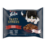FELIX® Tasty Shreds Karma dla dorosłych kotów wiejskie smaki wołowina i kurczak w sosie (4 x 80 g) 320 g