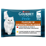 GOURMET Perle Pokarm dla kotów- Fileciki w smakowitym sosie (4 saszetki ) 340 g