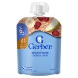 GERBER Deserek w tubce gruszka banan malina z musli dla niemowląt po 6 miesiącu 80 g