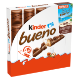 KINDER Bueno Wafel w mlecznej czekoladzie wypełniony mleczno-orzechowym nadzieniem 5 szt. 108 g