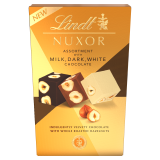 LINDT Nuxor Praliny z mlecznej ciemnej i białej czekolady z orzecham laskowymi 100 g