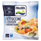 Frosta - mrożone fettuccine z łososiem i krewetkami. Włoski specjał z dodatkiem makaronu.